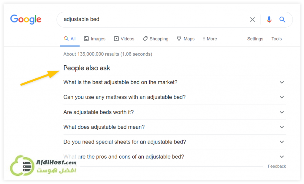 الاسئلة المقترحة في بحث جوجل
